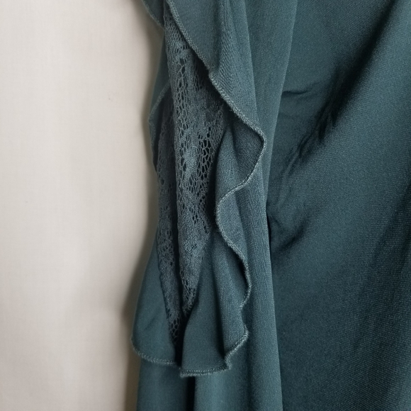 Cupio Teal long sleeve flutter/lace blouse - Picture 3 of 6
